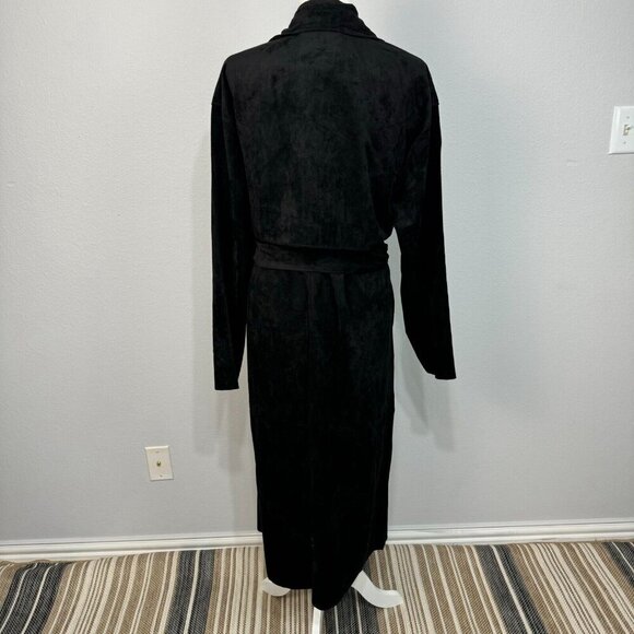 Free People x Blank NYC Vegan Suede Trench Coat Button Front Black Size Small - Picture 8 of 16